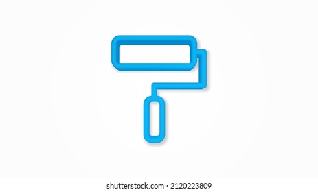 Paint Roller tool 3d line flat color icon. Realistic vector illustration. Pictogram isolated. Top view. Colorful transparent shadow design.
