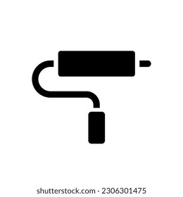 Malerrollwerkzeug schwarz glyph ui Symbol. Tools für die Haussanierung. E-Commerce. Design der Benutzeroberfläche. Silhouette-Symbol auf weißem Raum. Solides Piktogramm für Web, mobil. Einzelne Vektorgrafik