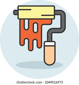 Concepto de herramienta de rollo de pintura, diseño de icono de vectores de equipo de mano, símbolo de impresión de desvío, signo de servicios de impresora digital, equipo de impresión a color de lápiz Ilustración de material de impresión