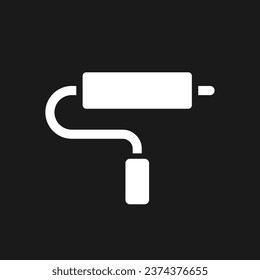 Paint roller tool dark mode glyph ui icon. Tools for home renovation. User interface design. White silhouette symbol on black space. Solid pictogram for web, mobile. Vector isolated illustration