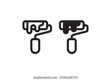 Paint roller tool icon set Vector