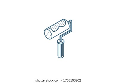 Paint Roller tool isometric icon. 3d vector illustration. Isolated line art technical drawing. Editable stroke