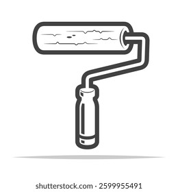 Paint roller tool outline icon transparent vector isolated