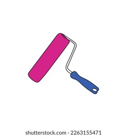 Pintar un rodillo. Herramienta de reparación y construcción. Ilustración vectorial.