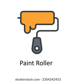 Paint Roller  vector  Fill outline Icon Design illustration. Work in progress Symbol on White background EPS 10 File