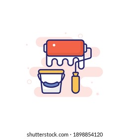 Paint Roller vector filled outline icon style illustration. EPS 10 file 