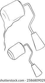 Pintar conjunto de ilustrações de linha gráfica vetorial de rolo. isolado no fundo branco, símbolo simples worktool
