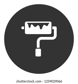Paint roller vector icon. Paint brush sign. Repair icon. EPS 10 flat symbol. Round icon design