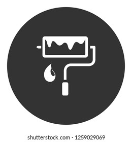 Paint roller vector icon. Paint brush sign. Repair icon. EPS 10 flat symbol. Round icon design