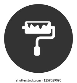 Paint roller vector icon. Paint brush sign. Repair icon. EPS 10 flat symbol. Round icon design