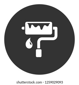 Paint roller vector icon. Paint brush sign. Repair icon. EPS 10 flat symbol. Round icon design