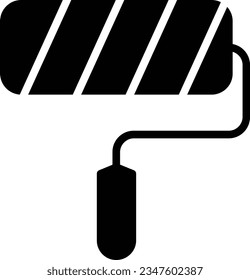 Estilo de glifo del icono del vector del rodillo de pintura