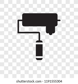 Paint roller vector icon isolated on transparent background, Paint roller transparency logo concept