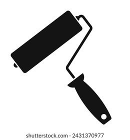 Paint roller vector icon isolated on white background. Simple flat illustration of painter work tool