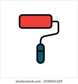 paint roller vector icon line template