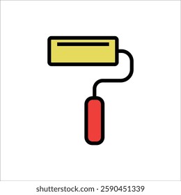paint roller vector icon line template
