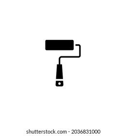 icono del vector del rodillo de pintura en fondo blanco