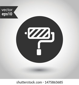 Paint roller vector icon. Paint roll vector icon. Paint roller flat sign. EPS 10. Painter roll symbol. Round icon design