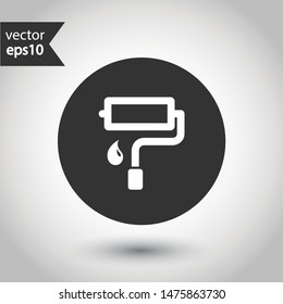 Paint roller vector icon. Paint roll vector icon. Paint roller flat sign. EPS 10. Painter roll symbol. Round icon design