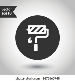 Paint roller vector icon. Paint roll vector icon. Paint roller flat sign. EPS 10. Painter roll symbol. Round icon design