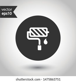 Paint roller vector icon. Paint roll vector icon. Paint roller flat sign. EPS 10. Painter roll symbol. Round icon design