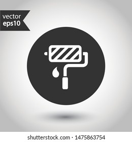 Paint roller vector icon. Paint roll vector icon. Paint roller flat sign. EPS 10. Painter roll symbol. Round icon design
