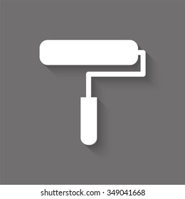 paint roller vector icon with shadow