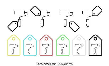 Paint roller vector icon in tag set illustration for ui and ux, website or mobile application
