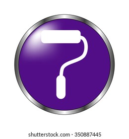 Paint roller - vector icon; violet button