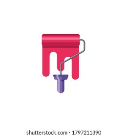 Paint roller vector illustration, Paint roller flat icon