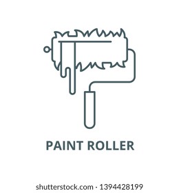 Paint roller vector line icon, linear concept, outline sign, symbol