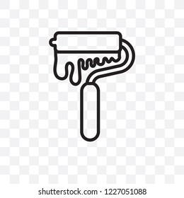 Paint roller vector linear icon isolated on transparent background, Paint roller transparency concept can be used for web and mobile