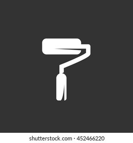 Paint roller vector logo isolated on a black background. Icon silhouette design template. Simple symbol concept in flat style. Abstract sign, pictogram for web, mobile and infographics