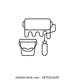 Paint Roller Vector Outline Icon Style Illustration. EPS 10 File 