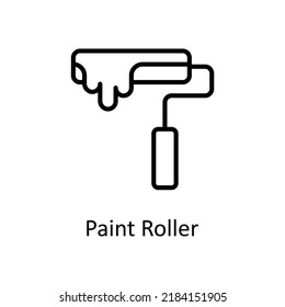 Paint Roller  vector Outline Icon Design illustration on White background. EPS 10 File 