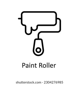 Vector de rodillos de pintura   ilustración de diseño de iconos de esquema. Símbolo de trabajo en curso sobre fondo blanco archivo EPS 10