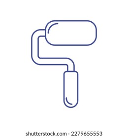 Pintar un rodillo para pintar la pared. Icono lineal simple. Herramienta para construcción, reparación. Esquema. Logotipo, símbolo, signo para concepto móvil y diseño web. Ilustración del vector, fondo blanco