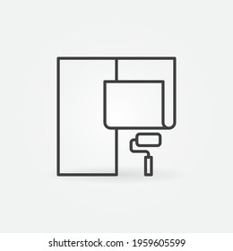Paint Roller and Wallpaper outline vector concept icon or design element
