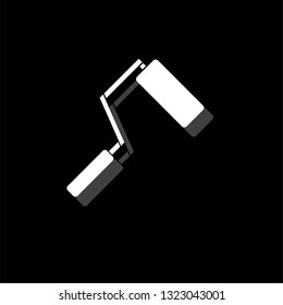 Paint Roller. White flat simple icon with shadow