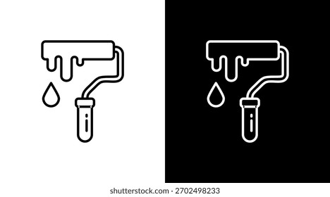 Paint Roller White Icon Set Design