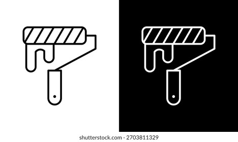 Paint Roller White Icon Set Design