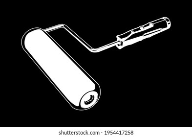paint roller white on black background