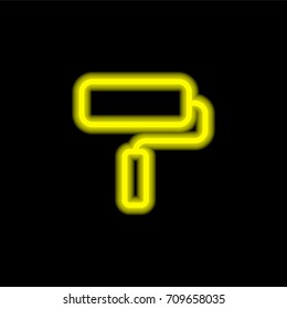 Paint roller yellow glowing neon ui ux icon. Glowing sign logo vector
