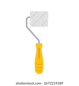 Rodillo de pintura con mango amarillo para proyectos de mejora del interior del hogar