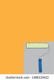 paint rollers, gray walls, color illustrations
