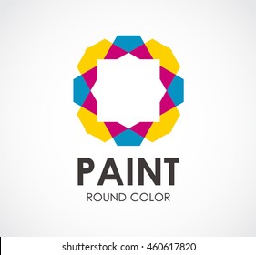 Paint of round colorful abstract vector and logo design or template creative business icon of company identity symbol concept