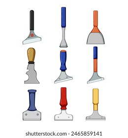 paint scraper set cartoon. knife wall, spatula home, blade old paint scraper sign. isolated symbol vector illustration