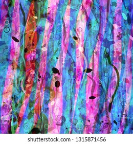 Paint seamless texture with different elements. Watercolor effect. Abstract vector background for web page, banners backdrop, fabric, home decor, wrapping