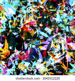 Paint seamless texture. Stylized petals, spots mix random. Abstract vector background for web page, banners backdrop, fabric, home decor, wrapping
