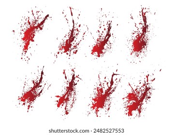 Paint set of drop and splatter isolated red blood brush stroke template background collection